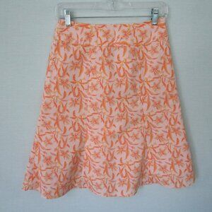 GAP orange floral cotton blend lined A-line skirt *Sz 0*